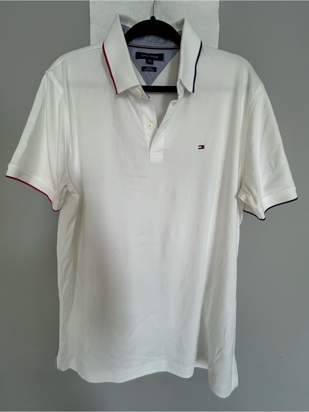 Tommy Hilfiger White Polo with Red & Navy Contrast Trim